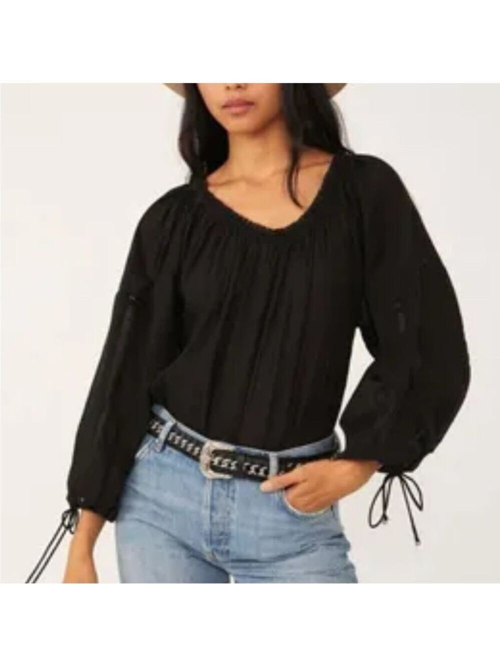 Free people sundown balloon sleeve body suit